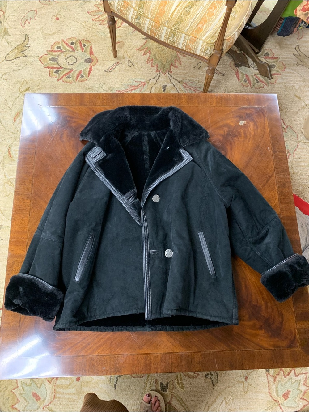 Marvin Richard’s Black Shearling-Lined Winter Coat Genuine Leather